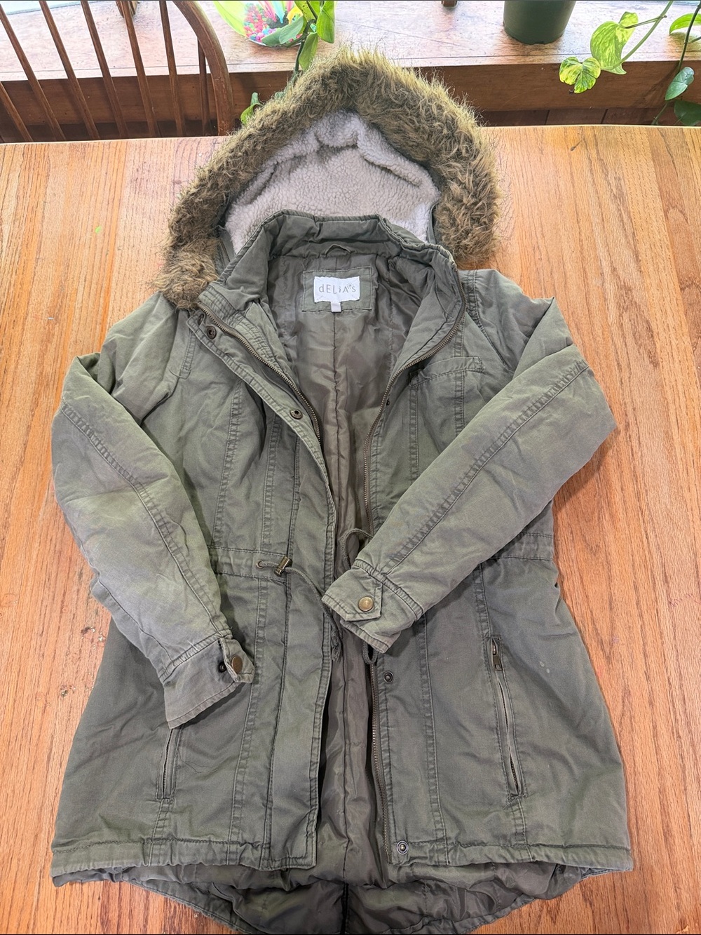 dELiA*s Olive Green Hooded Utility Anorak Jacket